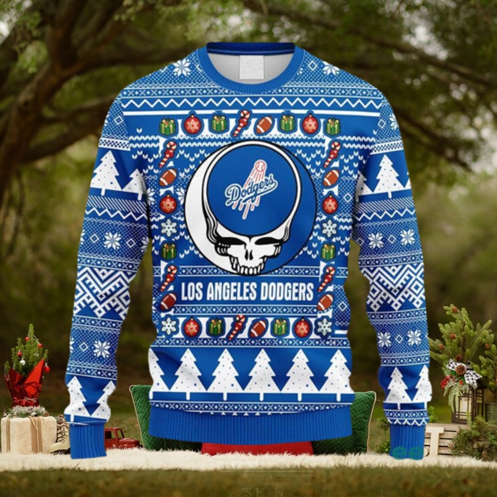 MLB Los Angeles Dodgers Grateful Dead Ugly Christmas Fleece Sweater For Fans