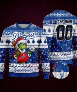 MLB Los Angeles Dodgers Grinch Christmas Sweater Design