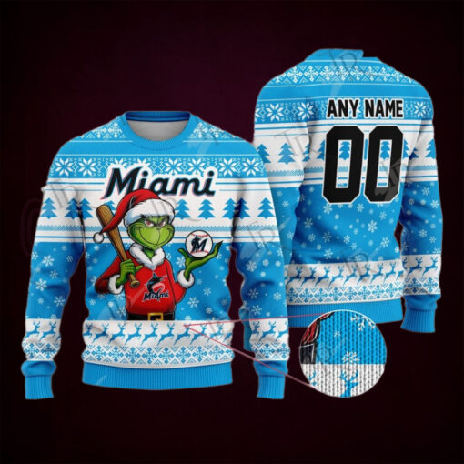MLB Miami Marlins Grinch Christmas Sweater Design