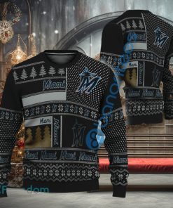 MLB Miami Marlins Logo Design Ugly Christmas Sweater Gift For Men Women