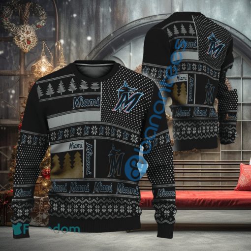 MLB Miami Marlins Logo Design Ugly Christmas Sweater Gift For Men Women