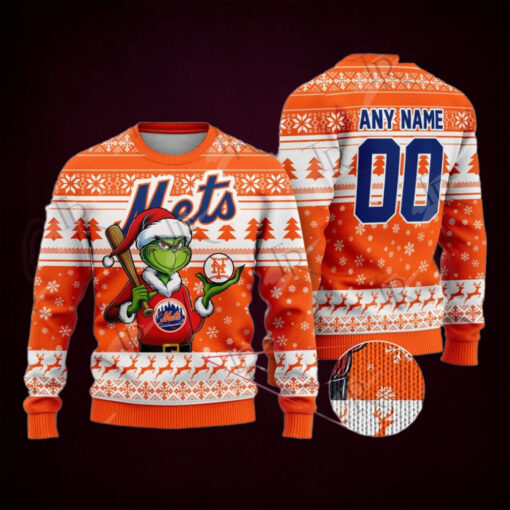 MLB New York Mets Grinch Christmas Sweater Design