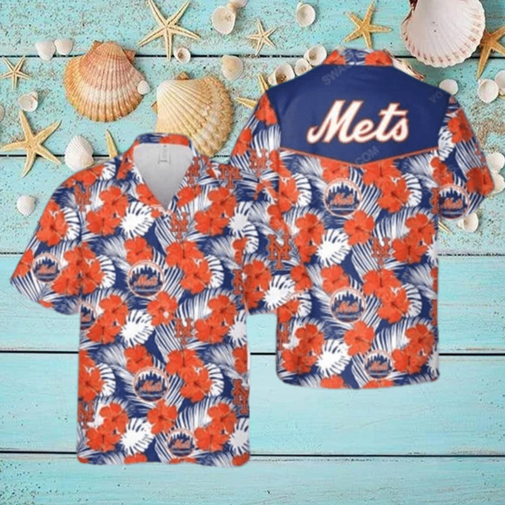 New York Mets Hibiscus Pattern Vintage Hawaiian Shirt For Men