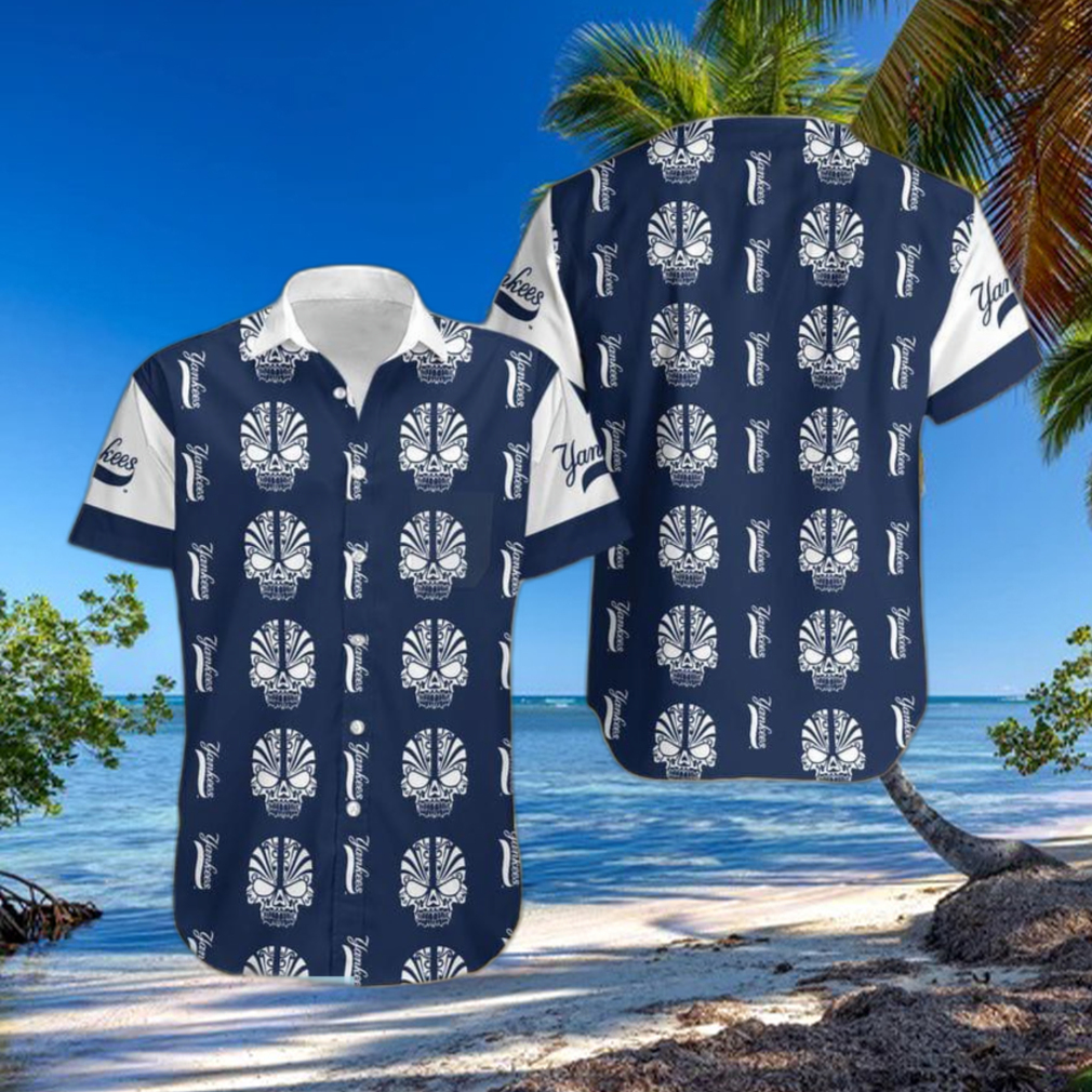 MLB New York Yankees Skull Pattern Danger Hawaiian Shirt For