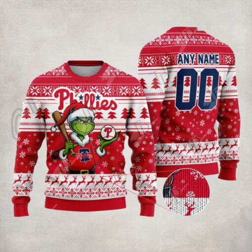 MLB Philadelphia Phillies Grinch Christmas Sweater Design