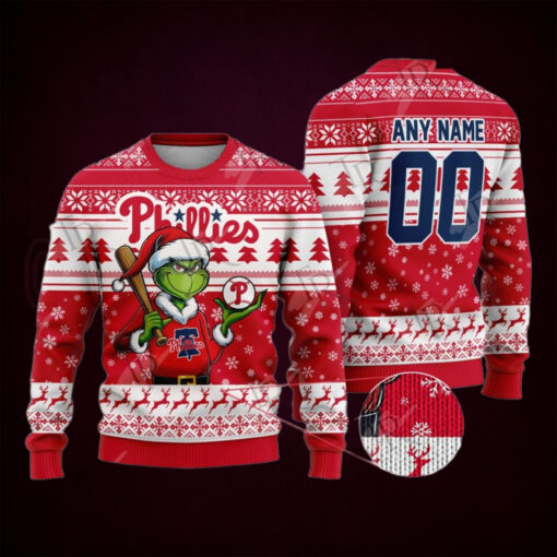 MLB Philadelphia Phillies Grinch Christmas Sweater Design