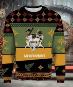 MLB San Diego Padres Christmas Ugly Sweater Star Players In Action