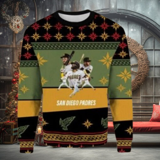 MLB San Diego Padres Christmas Ugly Sweater Star Players In Action