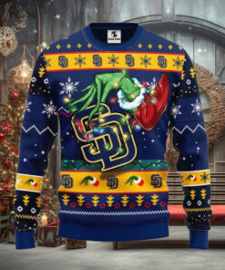 MLB San Diego Padres Ugly Christmas Sweater Grinch Design