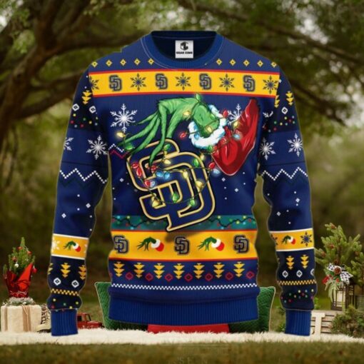 MLB San Diego Padres Ugly Christmas Sweater Grinch Design