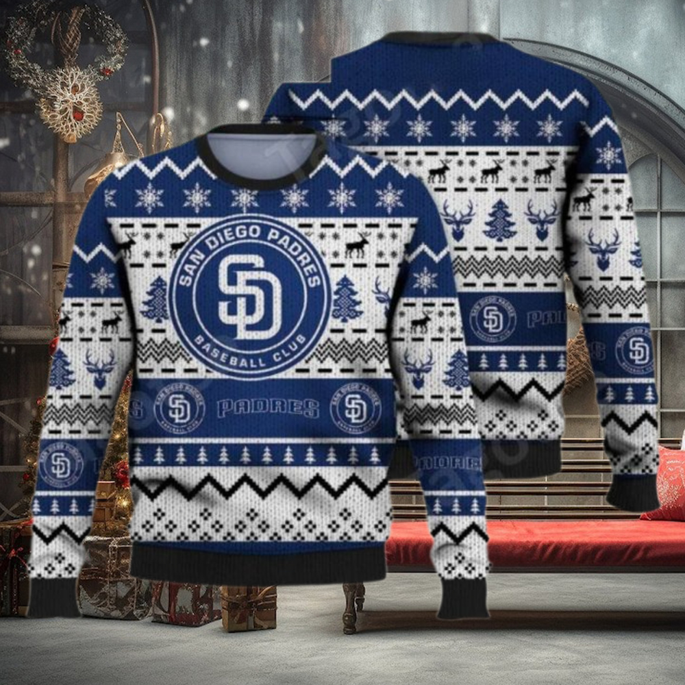 MLB San Diego Padres Ugly Sweater Snowflake Reindeer Pattern MLB San Diego Padres Ugly Sweater Snowflake Reindeer Pattern