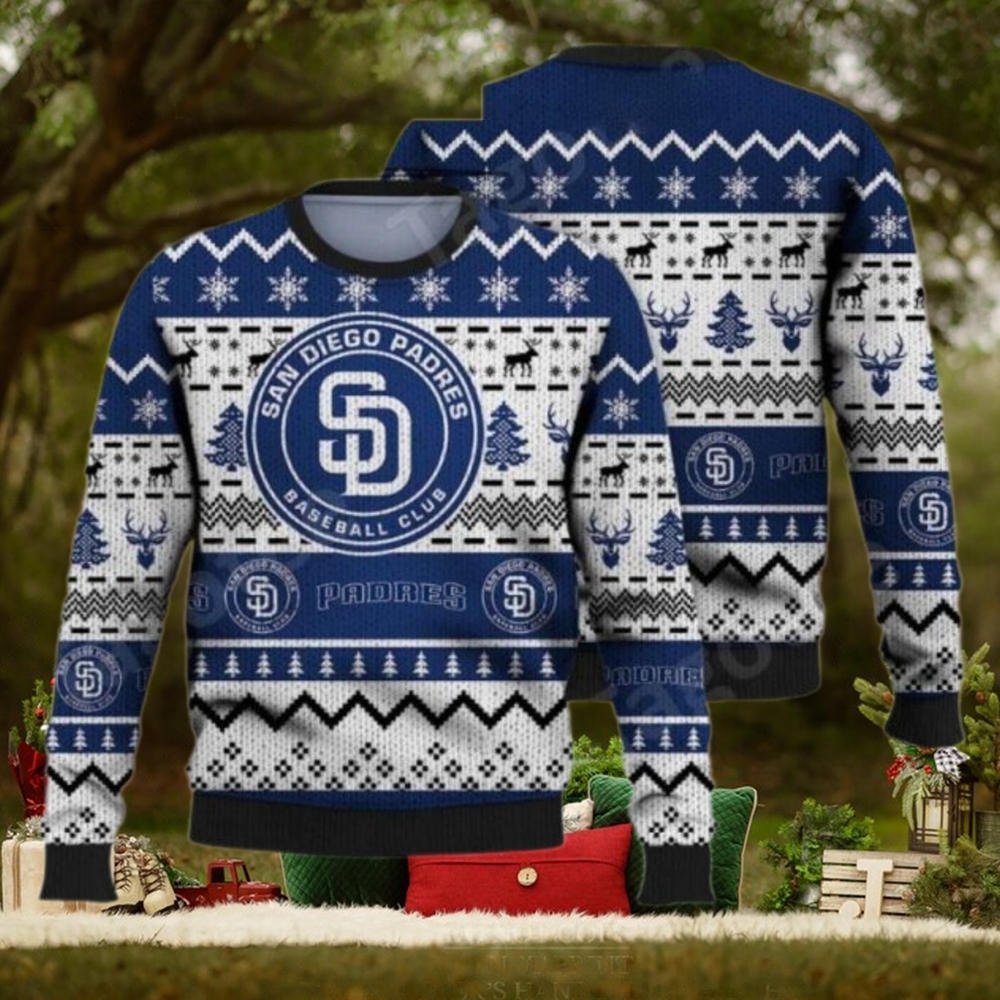 MLB San Diego Padres Ugly Sweater Snowflake Reindeer Pattern MLB San Diego Padres Ugly Sweater Snowflake Reindeer Pattern