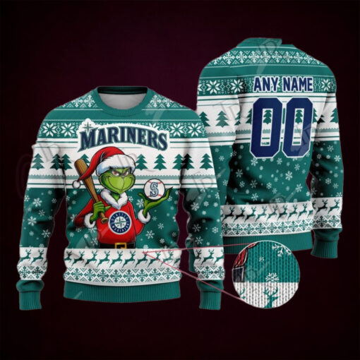 MLB Seattle Mariners Grinch Christmas Sweater Design
