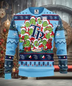 MLB Tampa Bay Rays Cute 12 Grinch Face Xmas Day Ugly Christmas Sweater Sport Fans Men And Women Christmas Gift