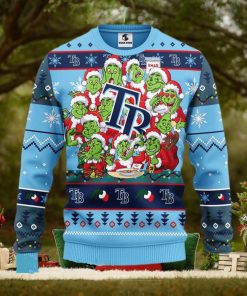 MLB Tampa Bay Rays Cute 12 Grinch Face Xmas Day Ugly Christmas Sweater Sport Fans Men And Women Christmas Gift