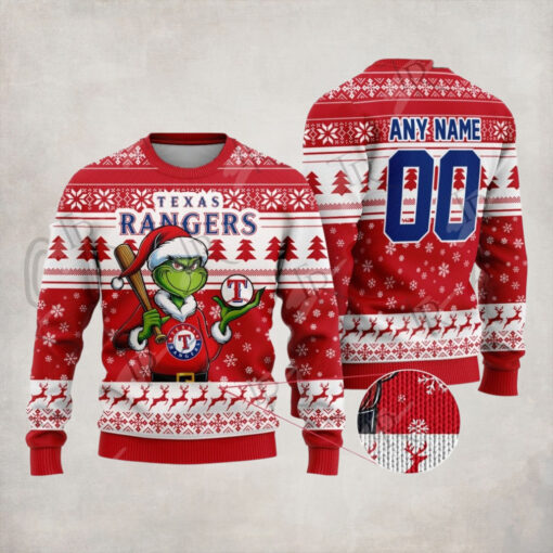 MLB Texas Rangers Grinch Christmas Sweater Design