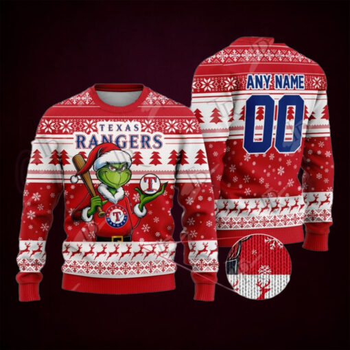 MLB Texas Rangers Grinch Christmas Sweater Design