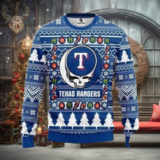 MLB Texas Rangers Ugly Christmas Sweater The Intelligence Of The Skull Unisex Sweater