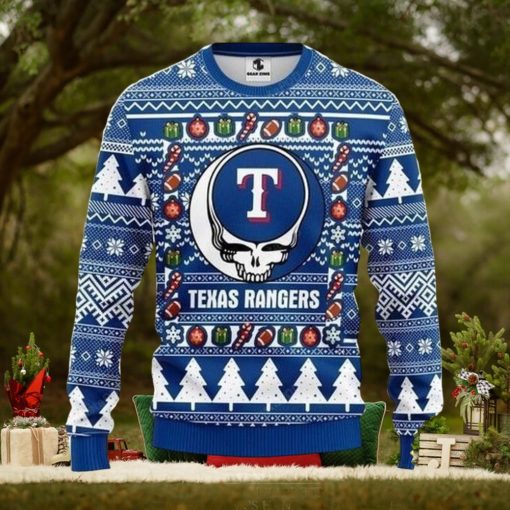 MLB Texas Rangers Ugly Christmas Sweater The Intelligence Of The Skull Unisex Sweater