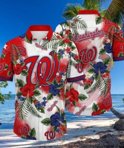 MLB Washington Nationals Hawaiian Shirt Hibiscus Flowers Pattern Summer Aloha