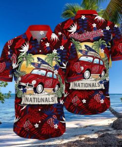 MLB Washington Nationals Hawaiian Shirt Palm Leaves Pattern Summer Aloha