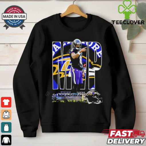 MVP Lamar Jackson Baltimore Ravens graphic helmet shirt
