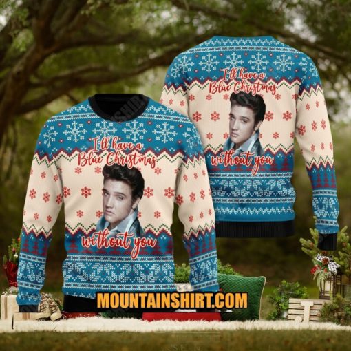 Blue Christmas Elvis Presley 3D Ugly Sweater