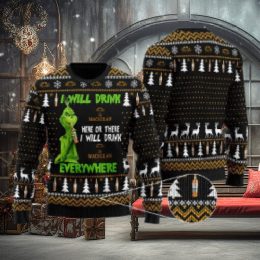 Macallan Grinch Will Drink Everywhere Ugly Sweater