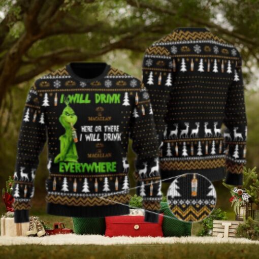 Macallan Grinch Will Drink Everywhere Ugly Sweater