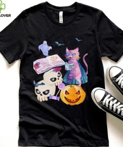 Magical Cat With Blue Eyes Halloween Pumpkin Head Bats Skulls Unisex Sweathoodie, sweater, longsleeve, shirt v-neck, t-shirt