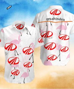 Mahindra And Mahindra Flamingo All Over Print Summer Short Sleeve Hawaiian Beach Shirt