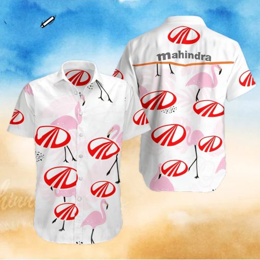 Mahindra And Mahindra Flamingo All Over Print Summer Short Sleeve Hawaiian Beach Shirt