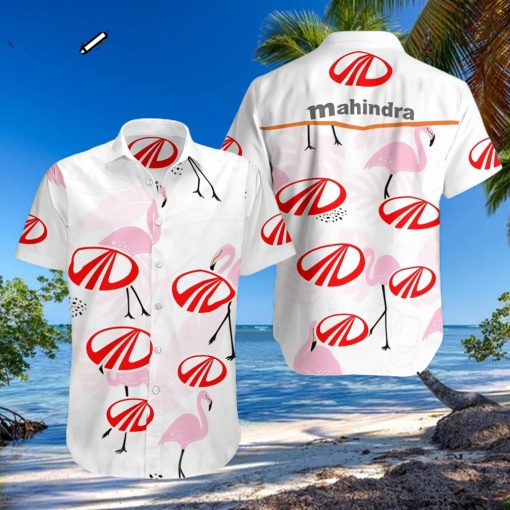 Mahindra And Mahindra Flamingo All Over Print Summer Short Sleeve Hawaiian Beach Shirt