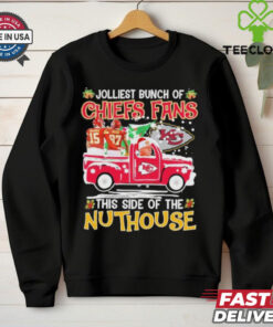 Mahomes, Kelce, Reid Jolliest Bunch Of Kc Chiefs Fans Of The Nuthouse Christmas Shirt