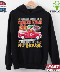 Mahomes, Kelce, Reid Jolliest Bunch Of Kc Chiefs Fans Of The Nuthouse Christmas Shirt