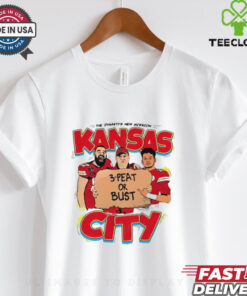 The **Mahomes and Kelce 3 Peat or Bust Chiefs Super Bowl Champs Shirt** celebrates the dynamic duo of Patrick Mahomes and Travis Kelce as they aim for historic greatness. Featuring bold graphics of the star quarterback and tight end, alongside championship-inspired designs, this shirt is perfect for Kansas City Chiefs fans rallying behind their team for another Super Bowl victory. It's a must-have for any loyal fan, showcasing team pride and the pursuit of football glory! 🏆🏈