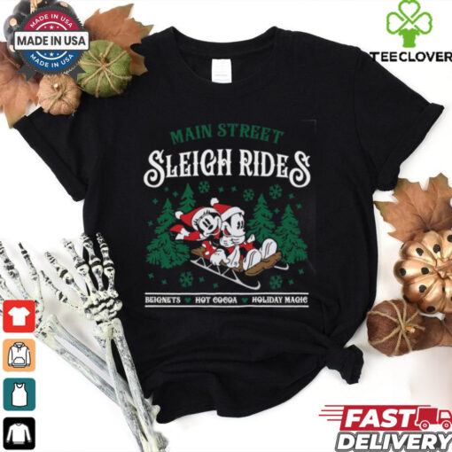 Main Street Sleigh Rides Sweatshirt, Disney Family Christmas Tee, Mickey Minnie Santa 2024 Shirt