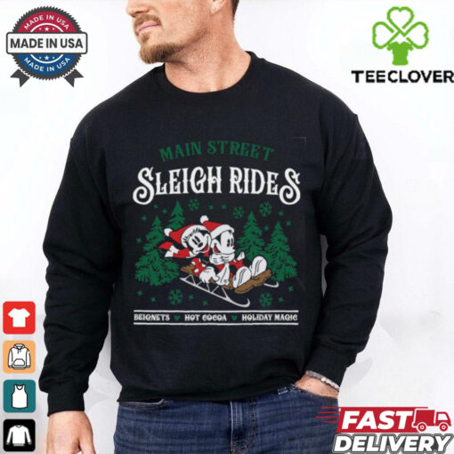 Main Street Sleigh Rides Sweatshirt, Disney Family Christmas Tee, Mickey Minnie Santa 2024 Shirt