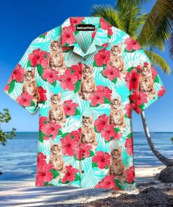 Maine Coon Cat Floral Pattern Hawaiian Shirts