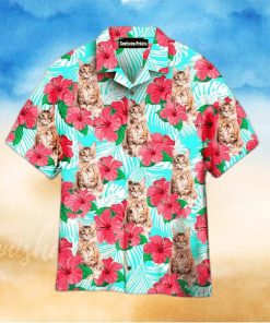 Maine Coon Cat Floral Pattern Hawaiian Shirts