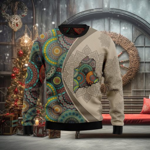 Maine Mandala Christmas For Christmas Gifts Ugly Christmas Wool Knitted Sweater