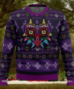 Majoras Mask Seamless Pattern Legend of Zelda For Christmas Gifts Christmas Ugly Wool Knitted Sweater