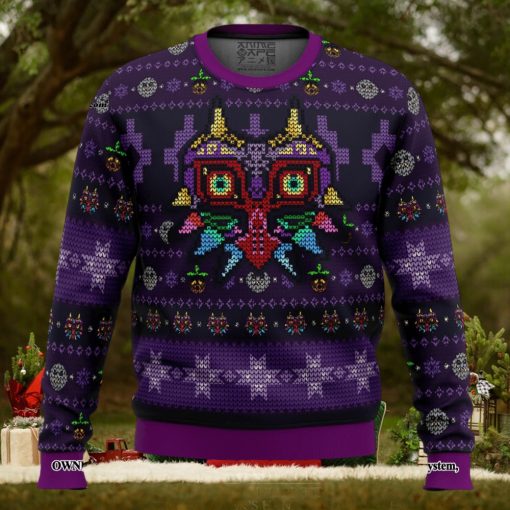 Majoras Mask Seamless Pattern Legend of Zelda For Christmas Gifts Christmas Ugly Wool Knitted Sweater