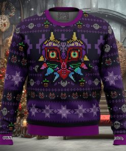 Majoras Mask Seamless Pattern Legend of Zelda For Christmas Gifts Christmas Ugly Wool Knitted Sweater