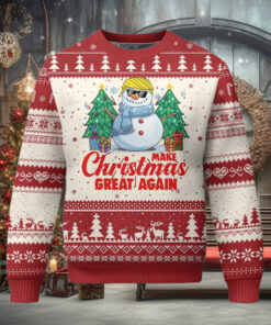 Make Christmas Great Again Ugly Christmas Sweater Funny Trump Snowman Xmas