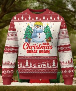 Make Christmas Great Again Ugly Christmas Sweater Funny Trump Snowman Xmas