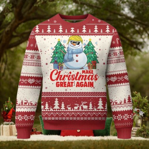 Make Christmas Great Again Ugly Christmas Sweater Funny Trump Snowman Xmas