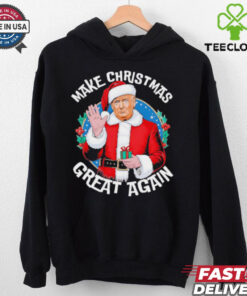 Make Christmas great again funny Santa Trump 2024 election design shirt