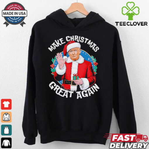 Make Christmas great again funny Santa Trump 2024 election design shirt