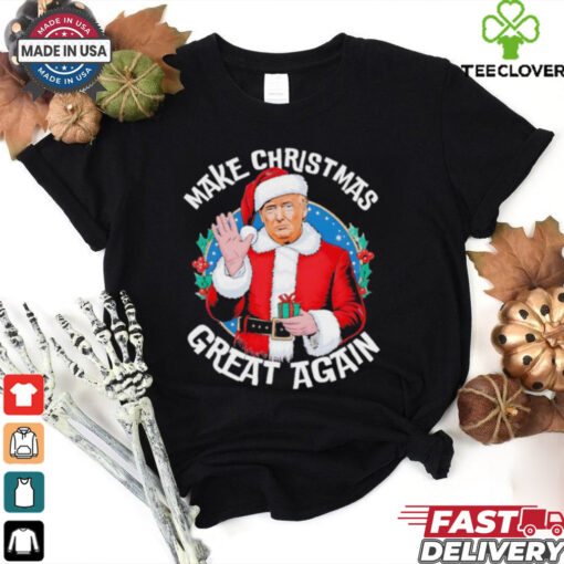Make Christmas great again funny Santa Trump 2024 election design shirt